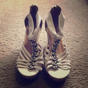 Wedge sandals white size 10 very very light wear